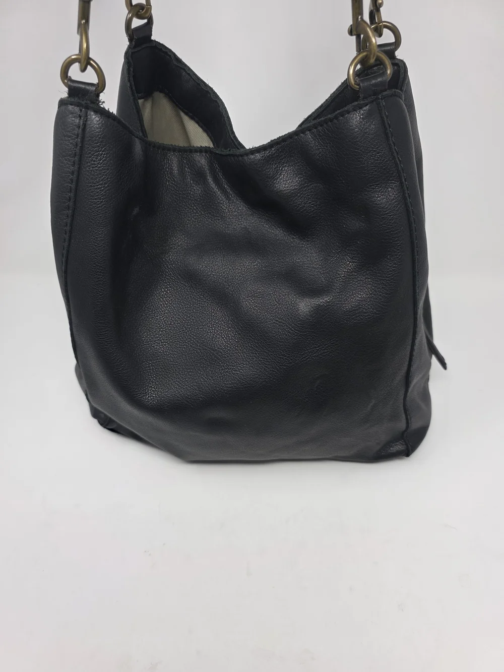 American West Black Leather Hobo Handbag